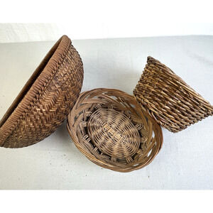 Woven Baskets Home Decor Set Of 3 Rustic Country Decorative Natural Coastal Boho